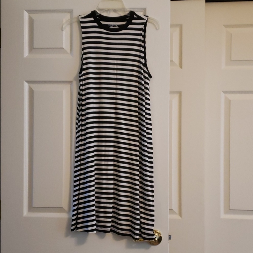 Black/white striped dress